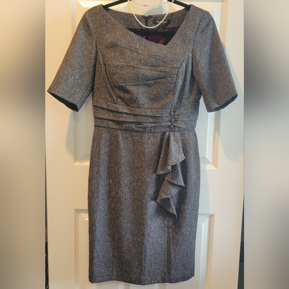 White House | Black Market Asymmetrical Gray Midi Dress